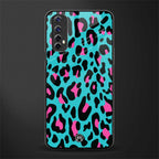 blue leopard fur glass case for realme 7 image