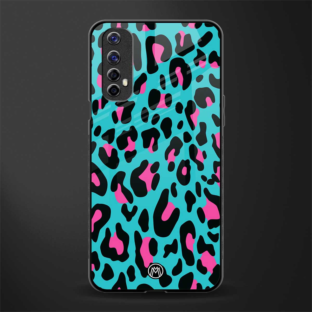 blue leopard fur glass case for realme 7 image