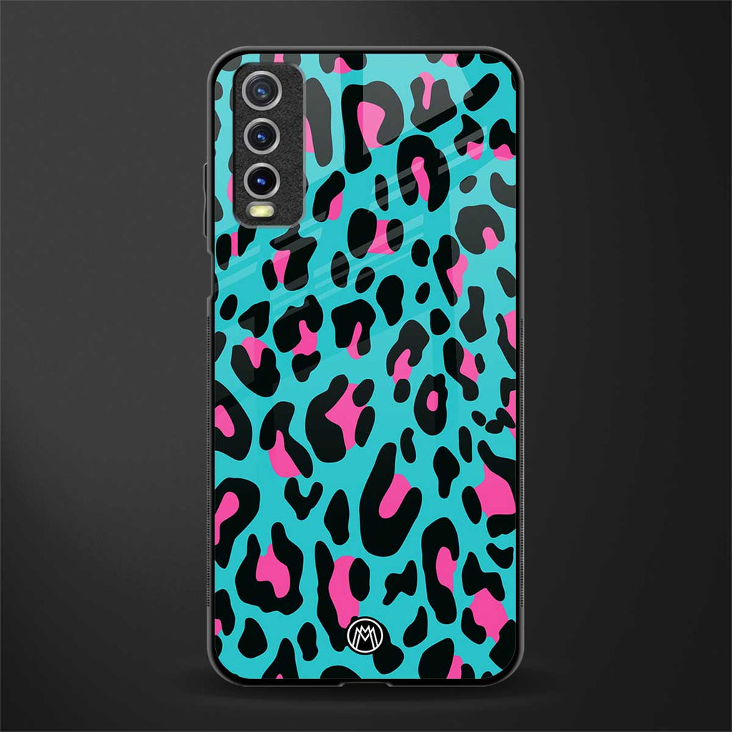blue leopard fur glass case for vivo y20i vivo y20t image