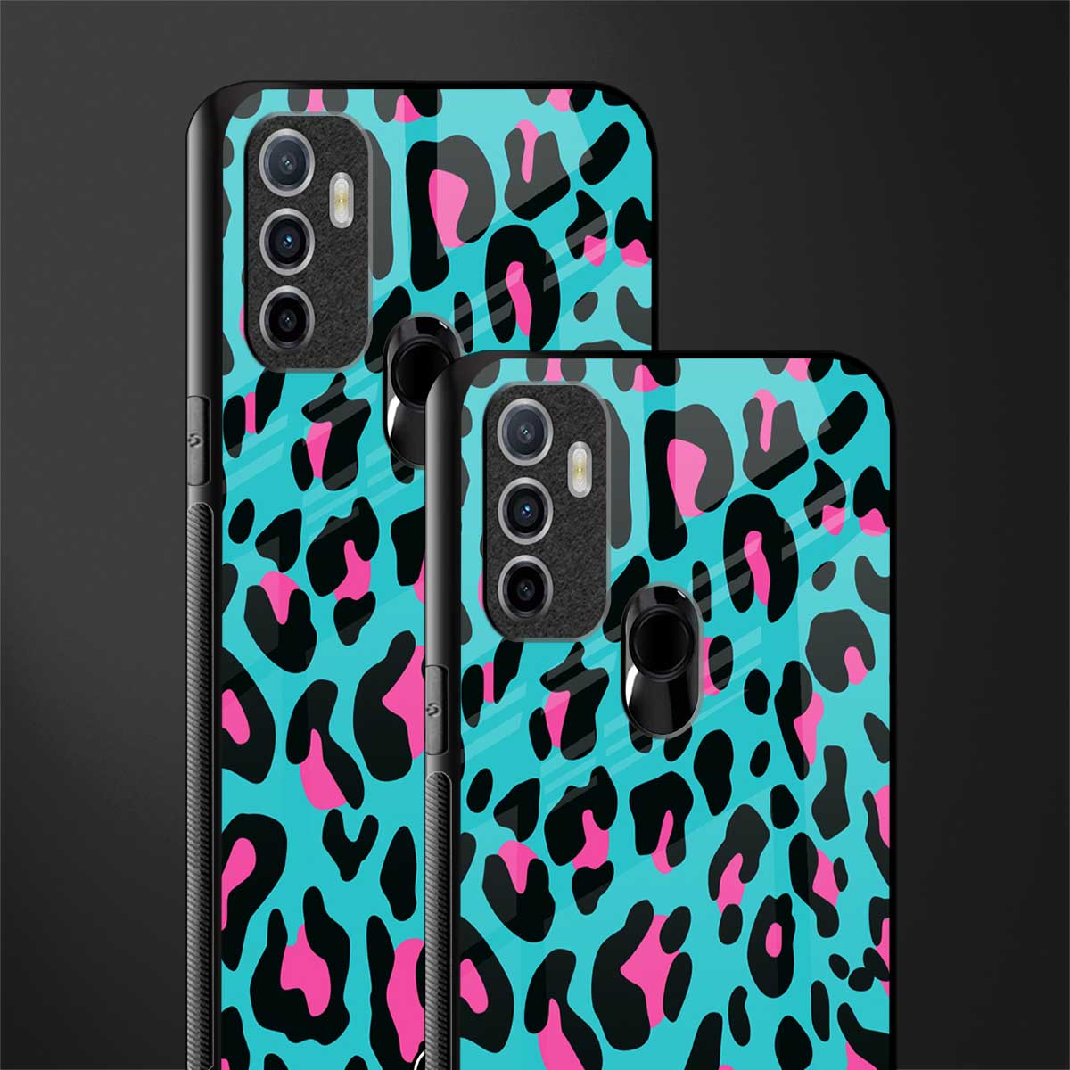 blue leopard fur glass case for oppo a53 image-2