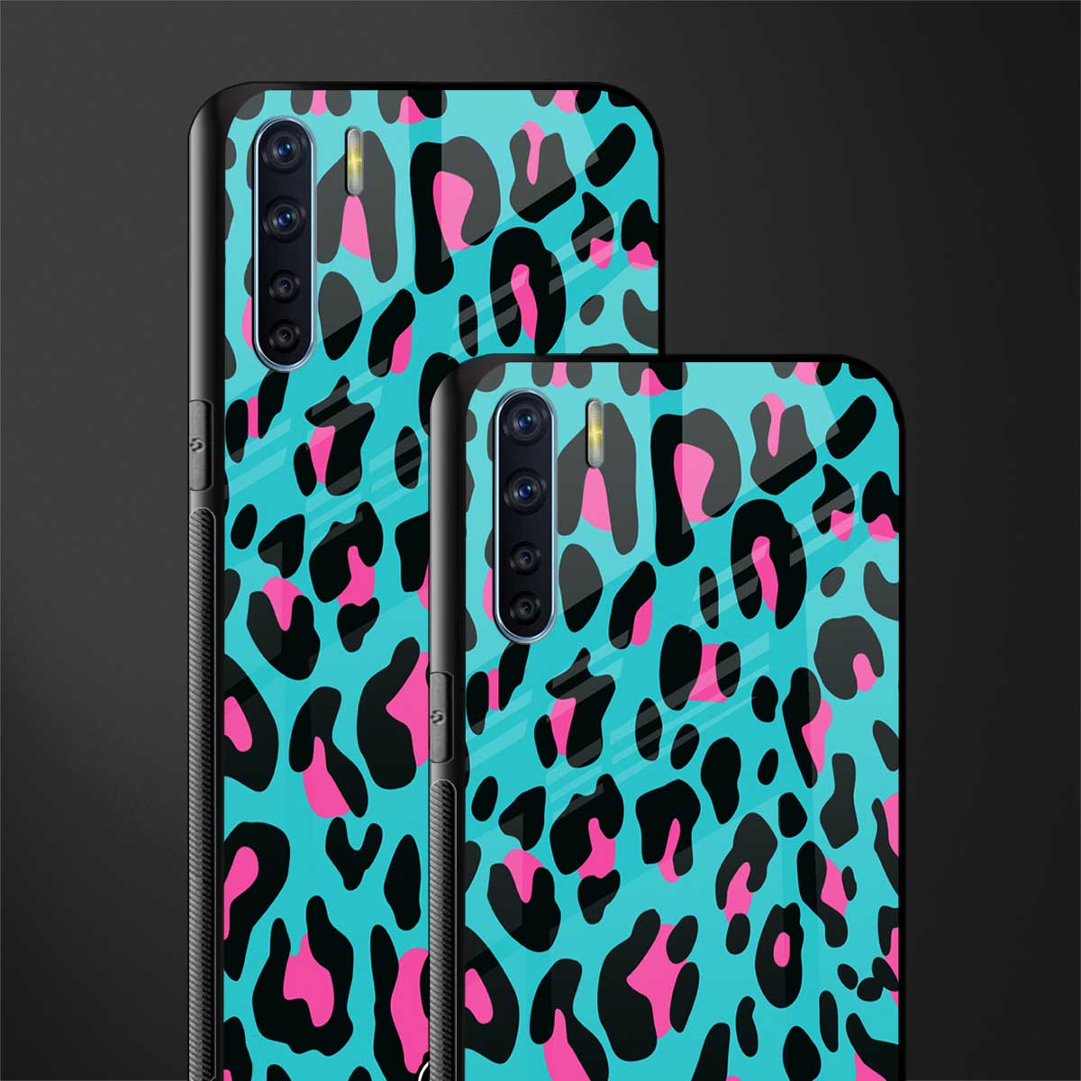 blue leopard fur glass case for oppo f15 image-2
