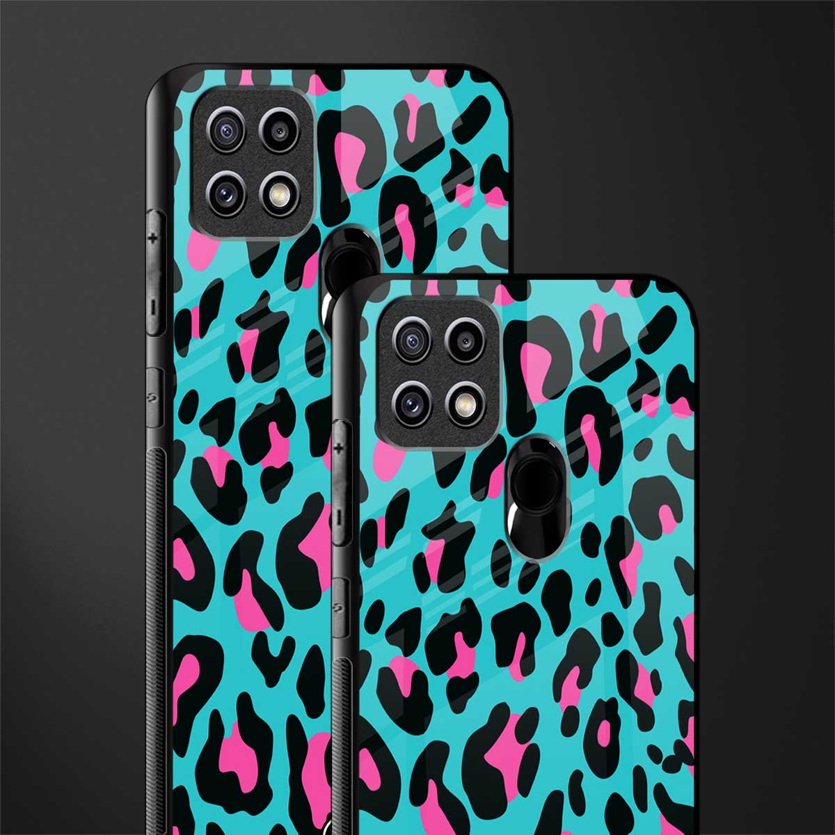 blue leopard fur glass case for oppo a15 image-2