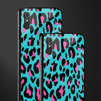 blue leopard fur glass case for redmi 9a image-2