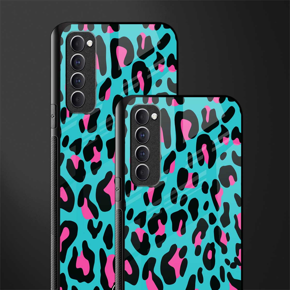 blue leopard fur glass case for oppo reno 4 pro image-2