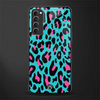 blue leopard fur glass case for oppo reno 4 pro image