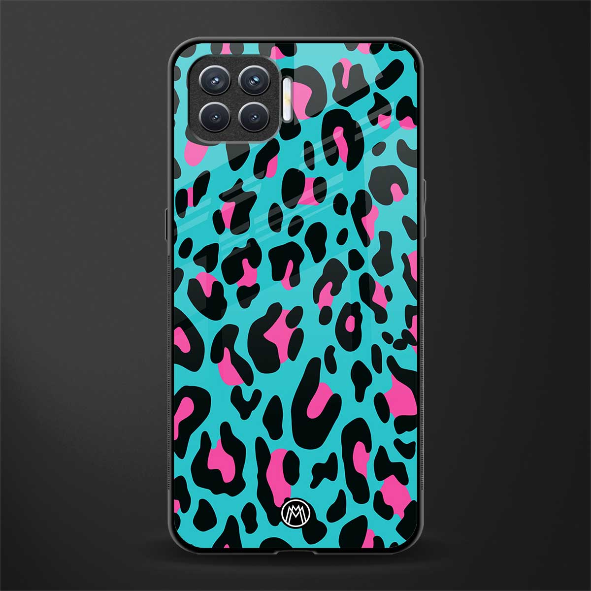 blue leopard fur glass case for oppo f17 pro image