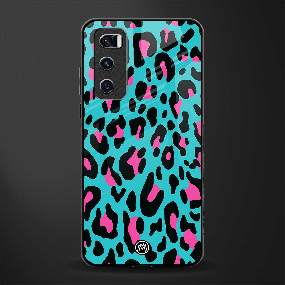 blue leopard fur glass case for vivo v20 se image