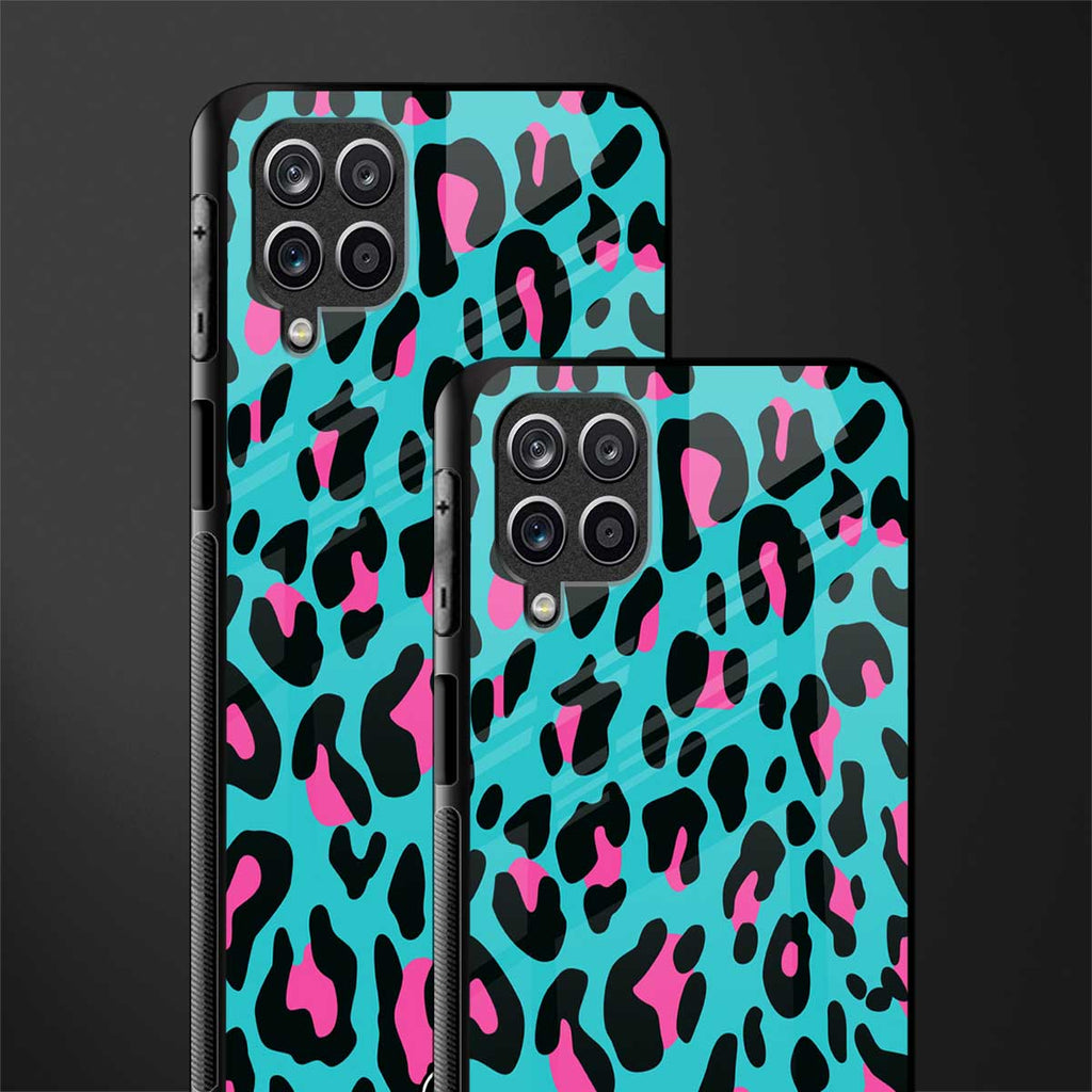 blue leopard fur glass case for samsung galaxy a12 image-2