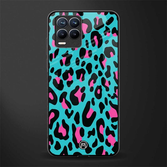blue leopard fur glass case for realme 8 4g image