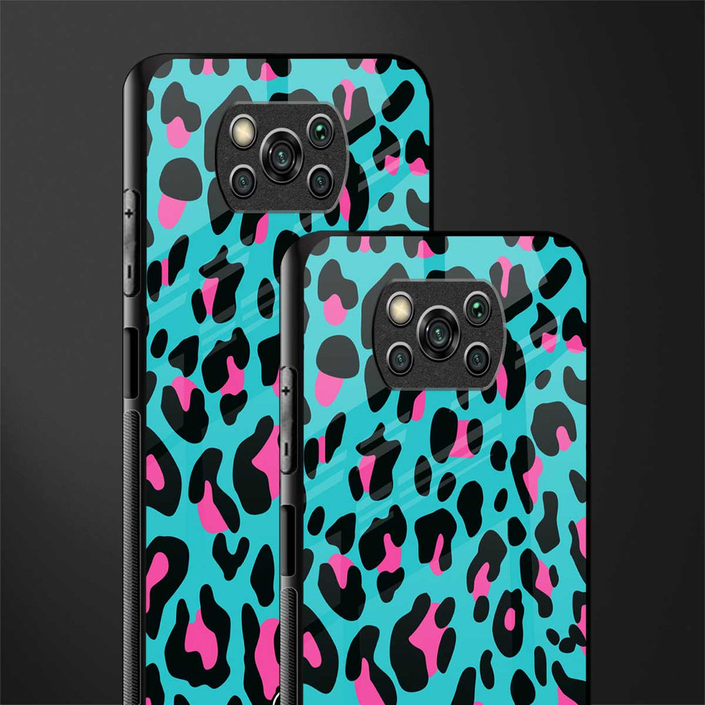 blue leopard fur glass case for poco x3 image-2