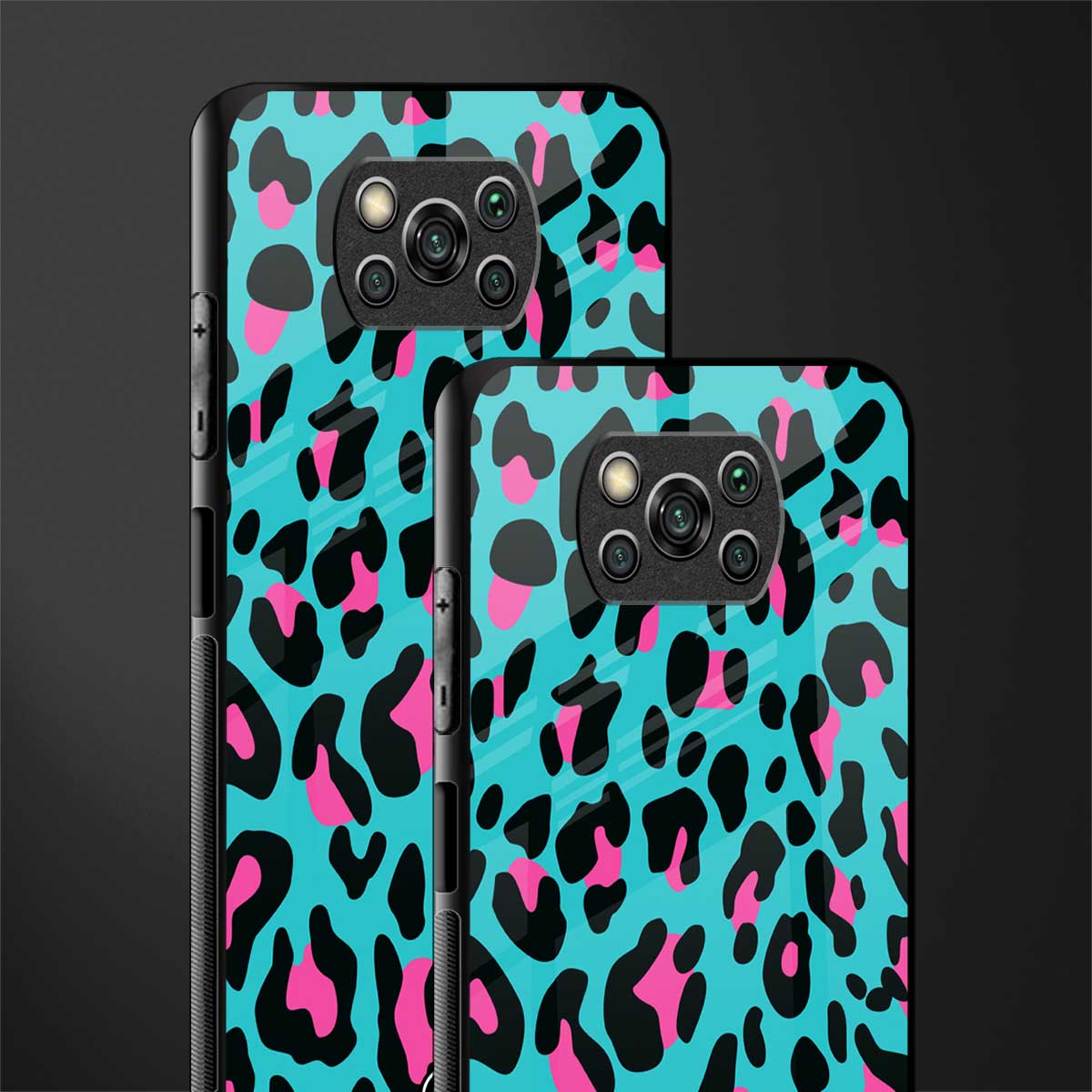 blue leopard fur glass case for poco x3 pro image-2