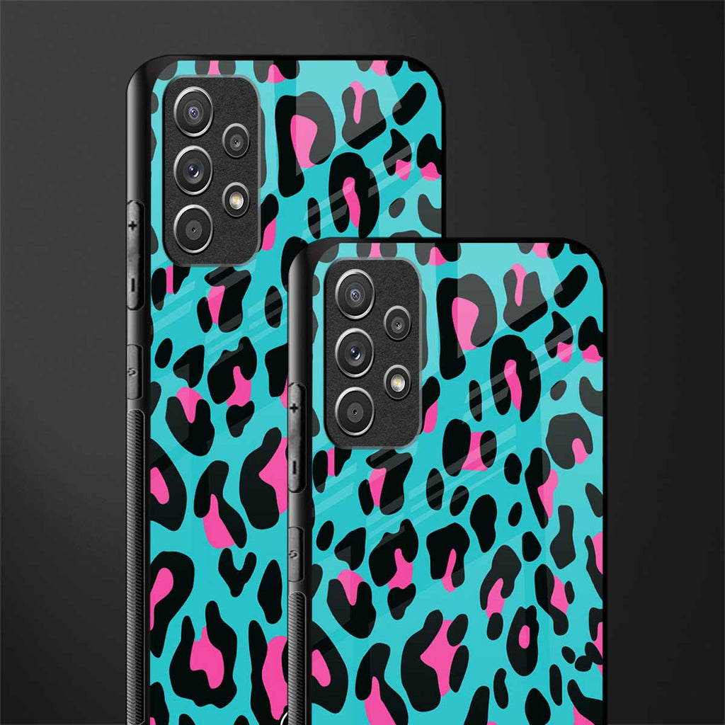 blue leopard fur glass case for samsung galaxy a52s 5g image-2