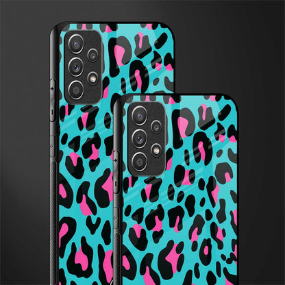 blue leopard fur glass case for samsung galaxy a52 image-2