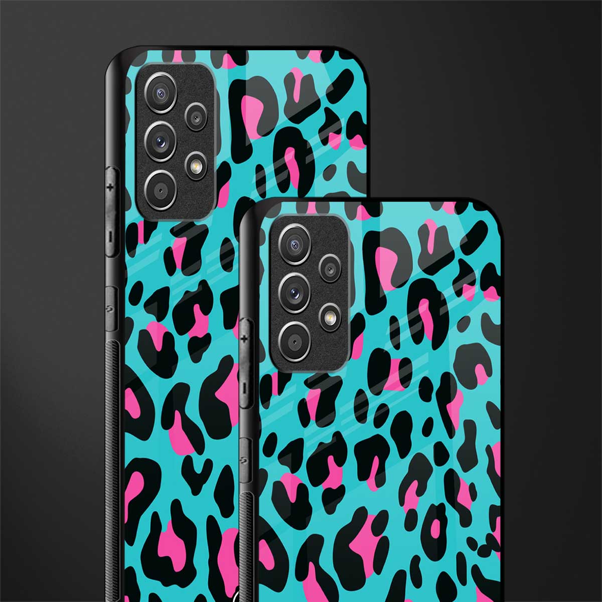 blue leopard fur glass case for samsung galaxy a72 image-2