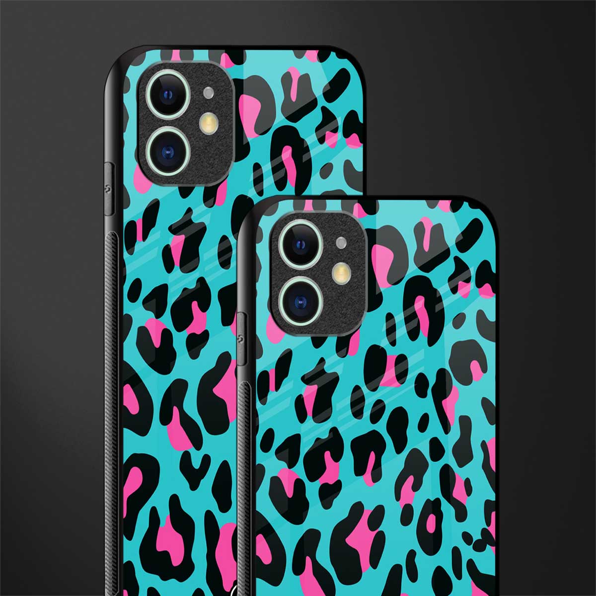 blue leopard fur glass case for iphone 12 mini image-2