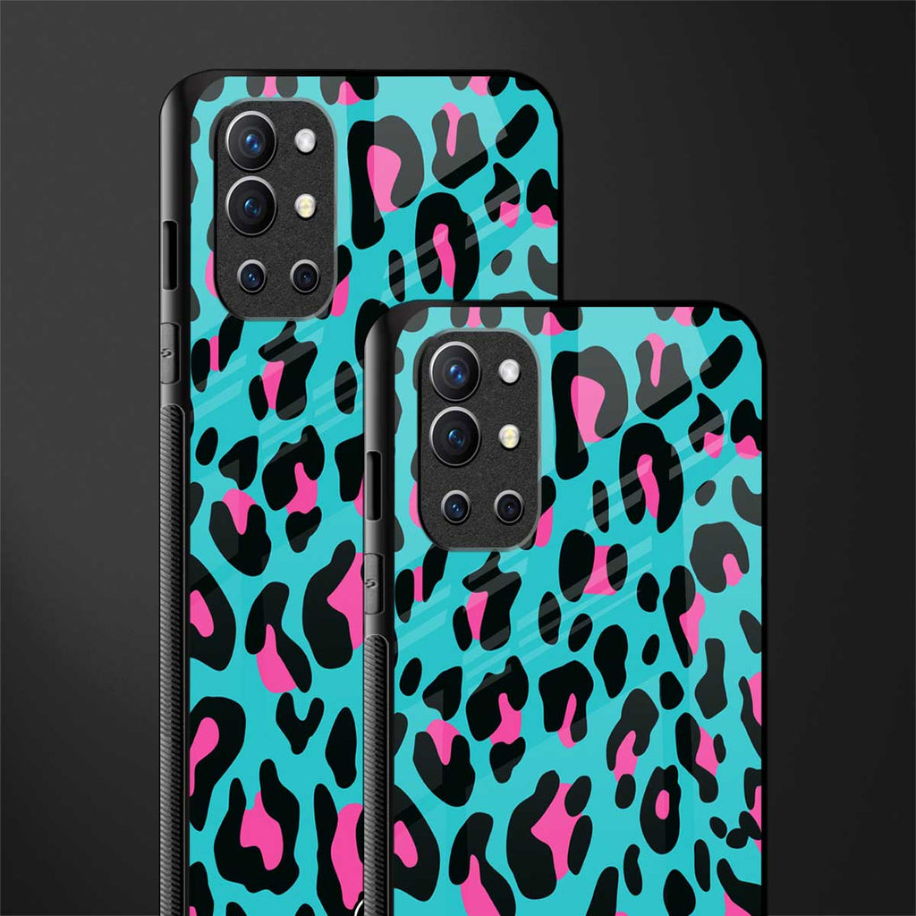 blue leopard fur glass case for oneplus 9r image-2