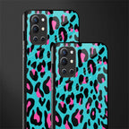 blue leopard fur glass case for oneplus 9r image-2