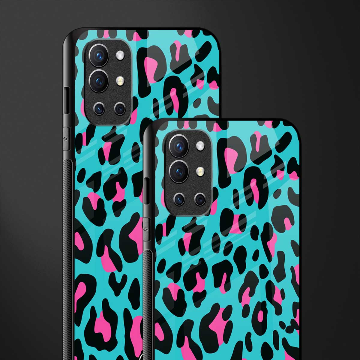 blue leopard fur glass case for oneplus 9r image-2