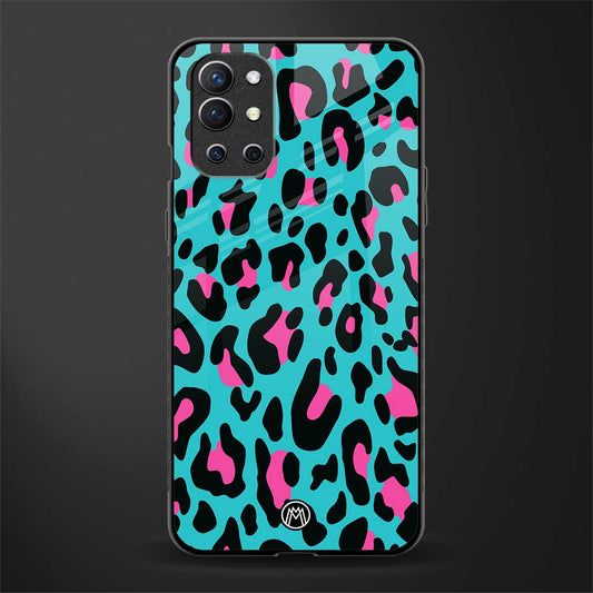 blue leopard fur glass case for oneplus 9r image