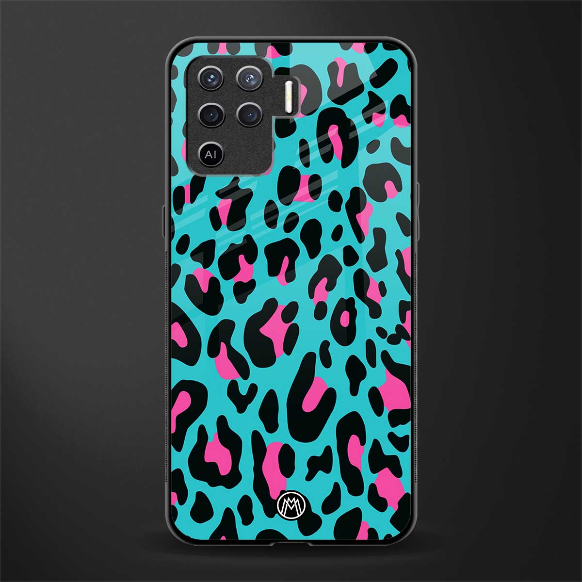 blue leopard fur glass case for oppo f19 pro image