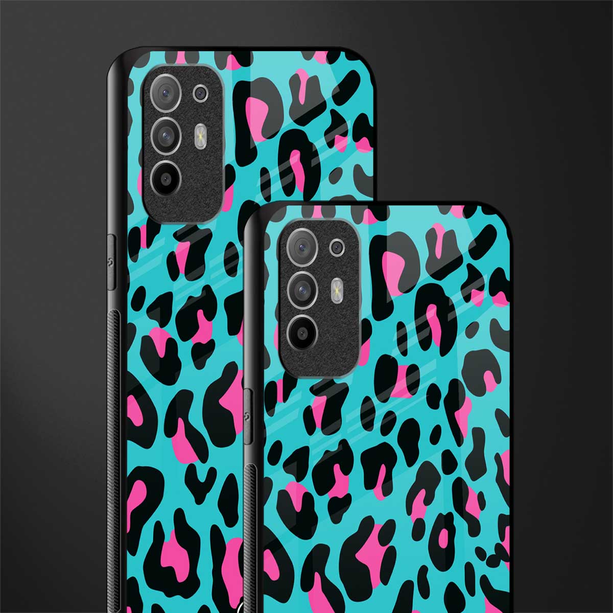blue leopard fur glass case for oppo f19 pro plus image-2