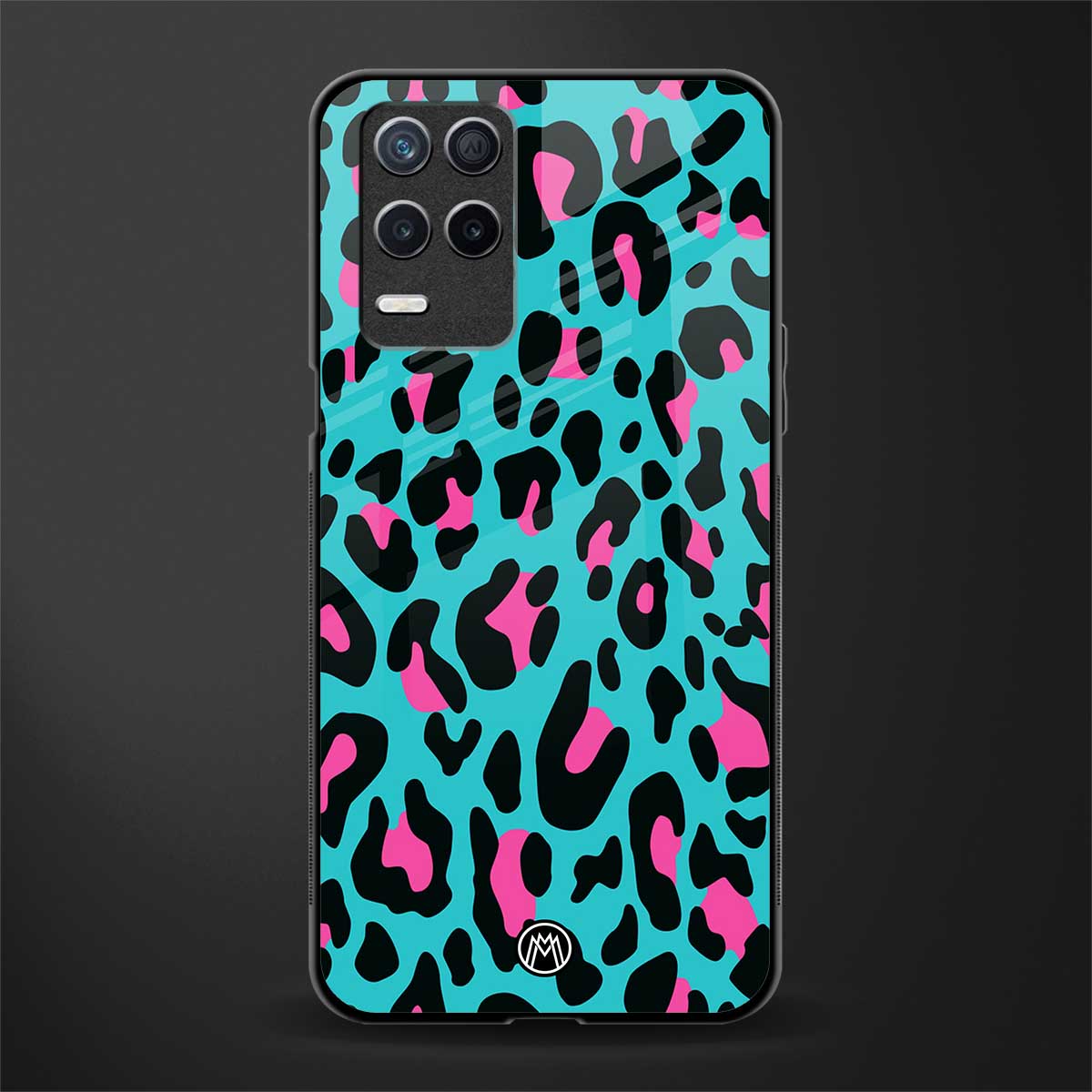 blue leopard fur glass case for realme 8 5g image
