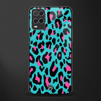 blue leopard fur glass case for oppo a54 image
