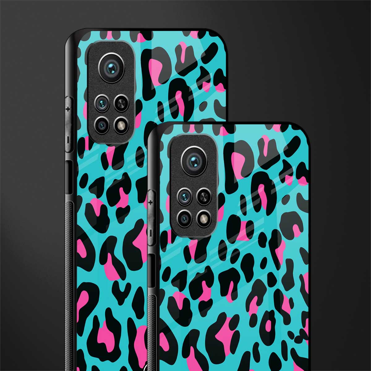 blue leopard fur glass case for mi 10t 5g image-2