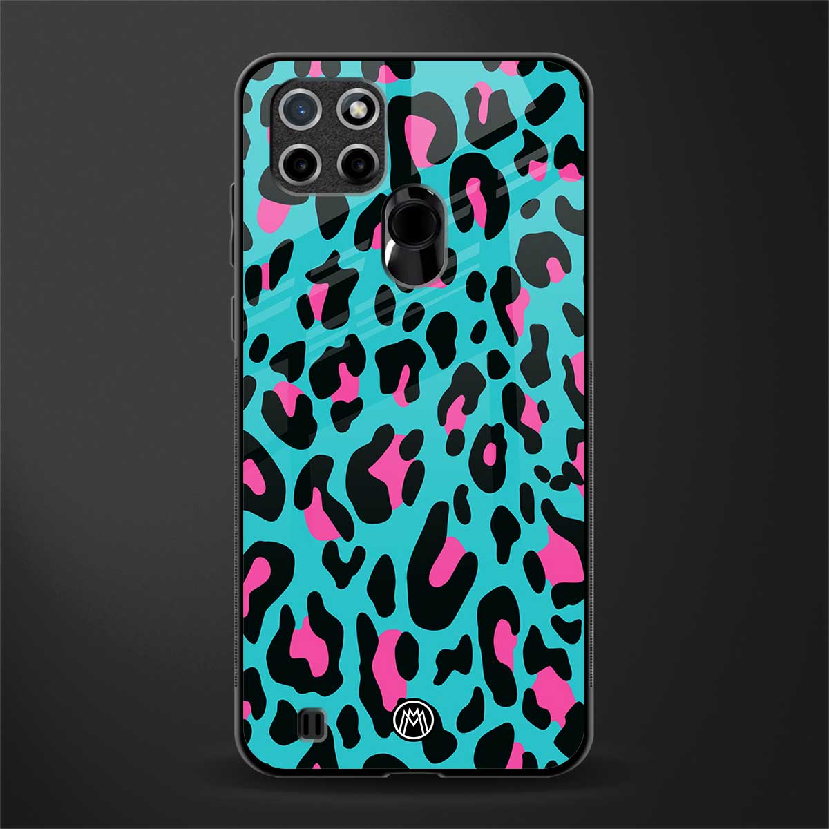 blue leopard fur glass case for realme c21 image