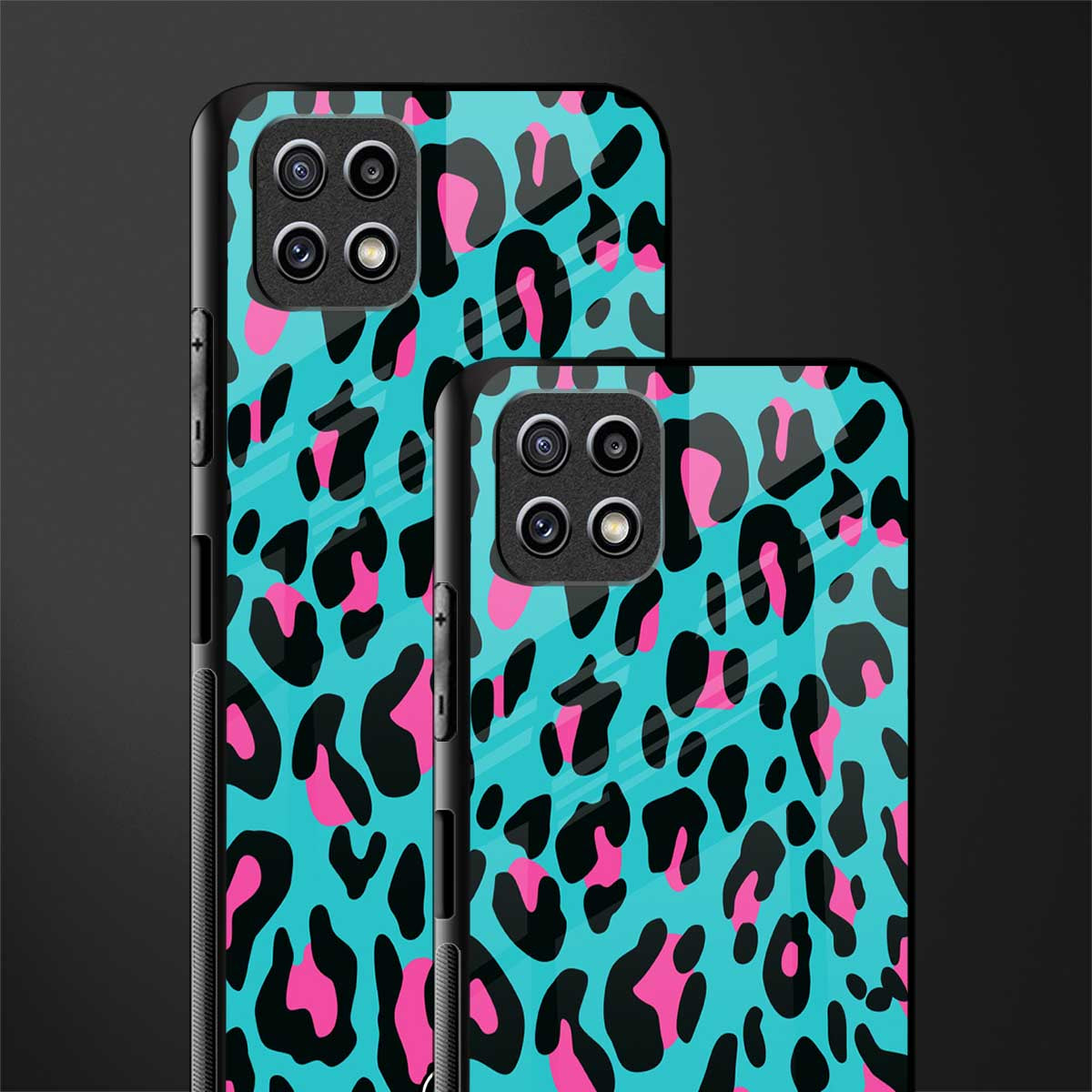 blue leopard fur glass case for samsung galaxy a22 5g image-2