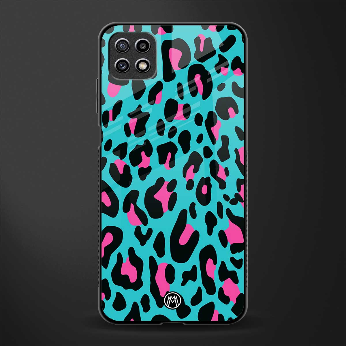 blue leopard fur glass case for samsung galaxy a22 5g image
