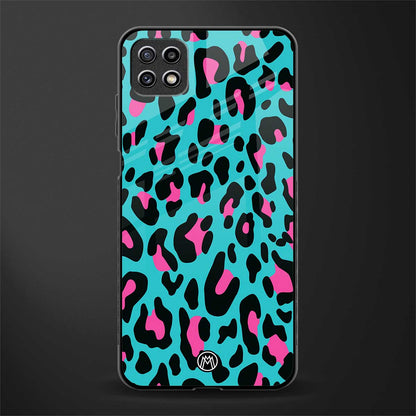 blue leopard fur glass case for samsung galaxy a22 5g image