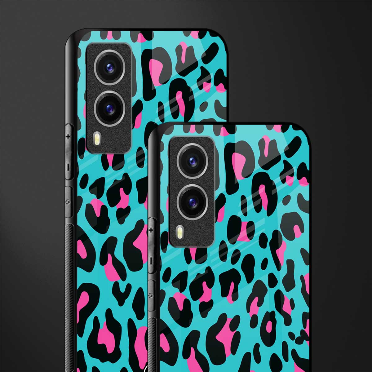 blue leopard fur glass case for vivo v21e 5g image-2