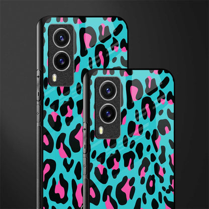 blue leopard fur glass case for vivo v21e 5g image-2