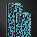 blue leopard fur glass case for oppo reno6 pro 5g image-2