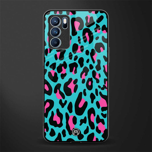 blue leopard fur glass case for oppo reno6 5g image