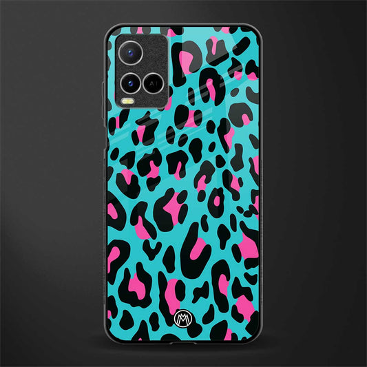 blue leopard fur glass case for vivo y33s vivo y33t image