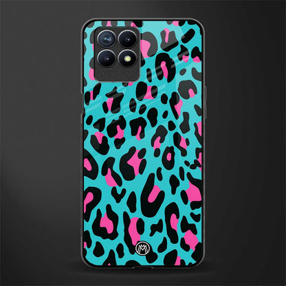 blue leopard fur glass case for realme 8i image