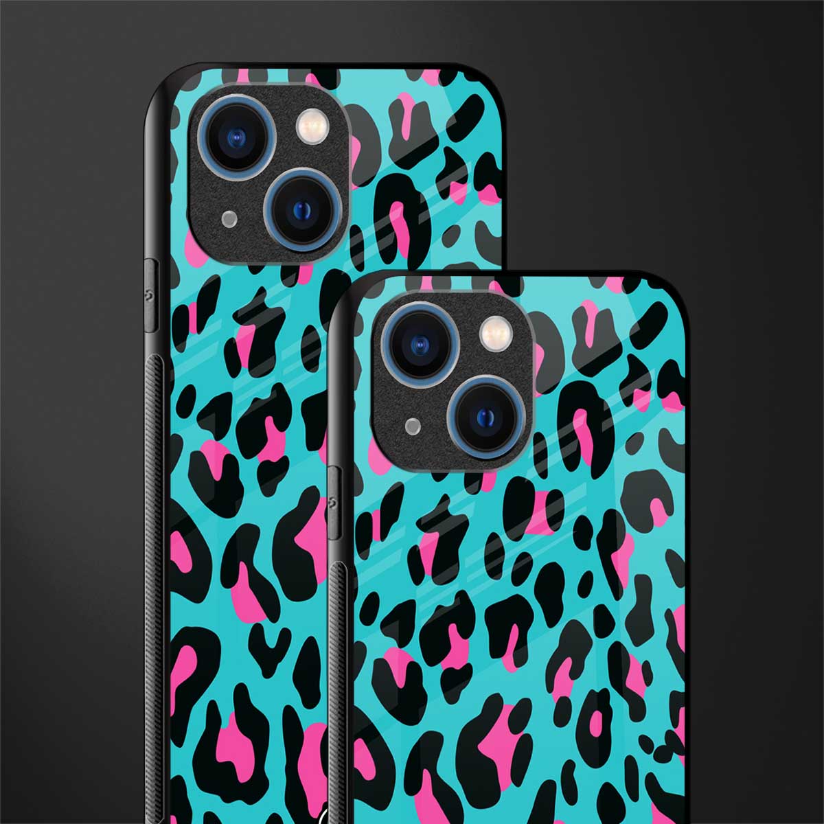 blue leopard fur glass case for iphone 13 mini image-2
