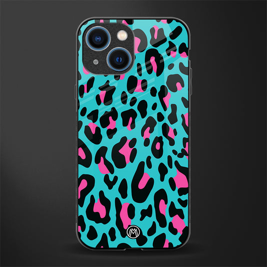 blue leopard fur glass case for iphone 13 mini image