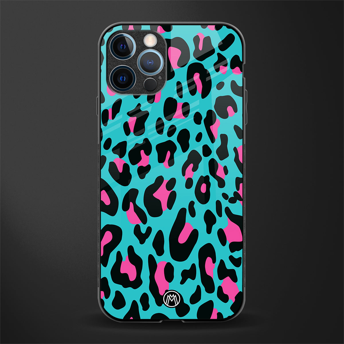 blue leopard fur glass case for iphone 12 pro max image