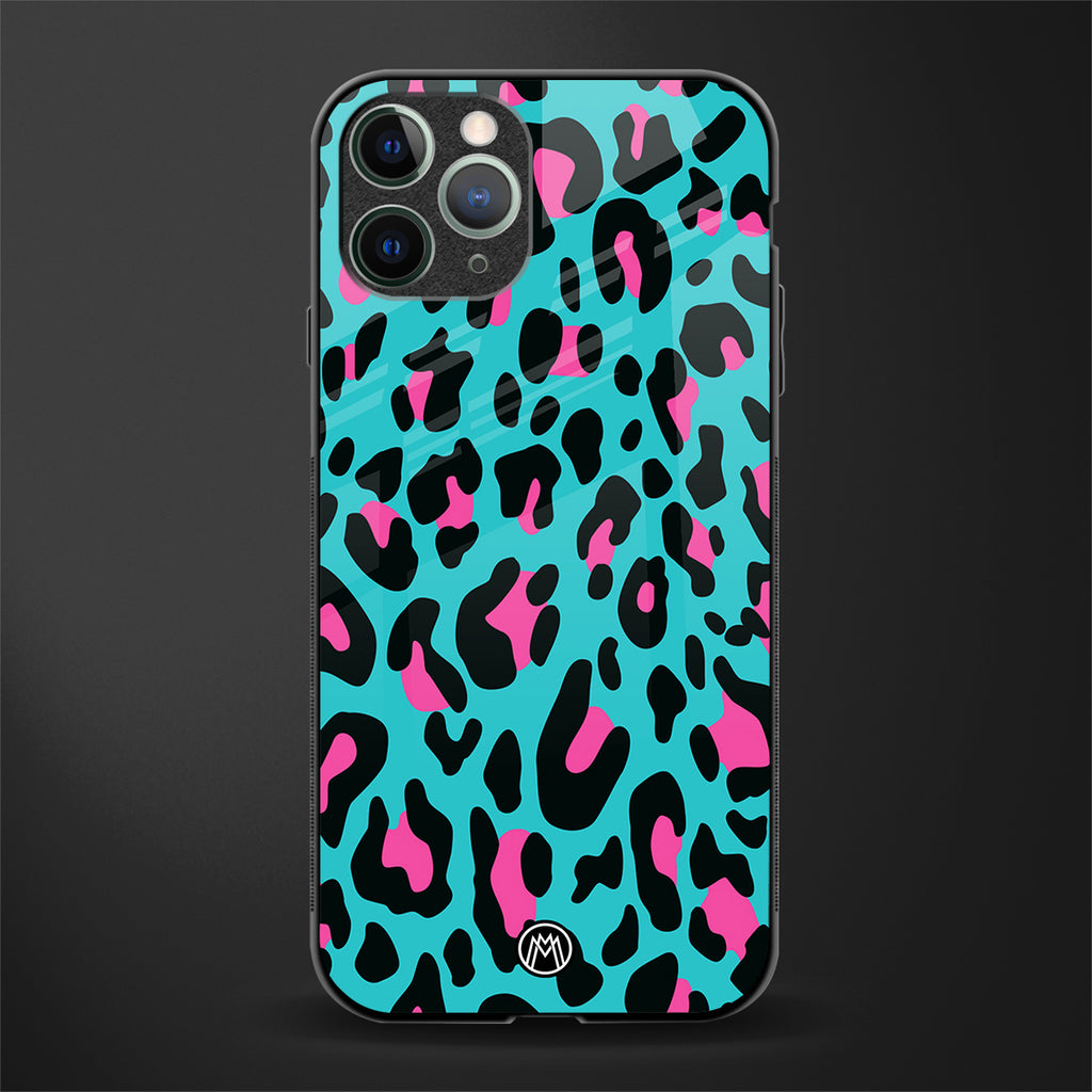 blue leopard fur glass case for iphone 11 pro max image