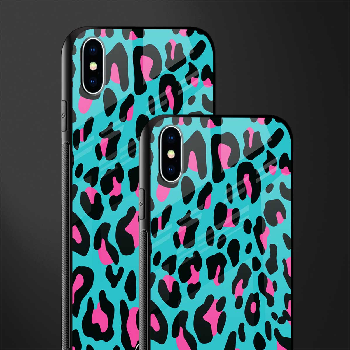 blue leopard fur glass case for iphone xs max image-2