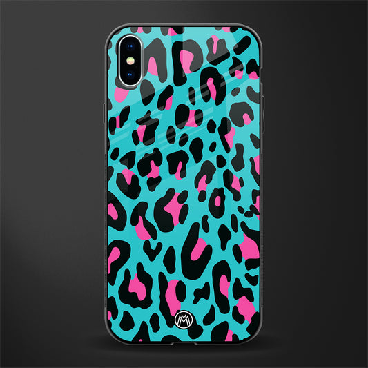 blue leopard fur glass case for iphone xs max image