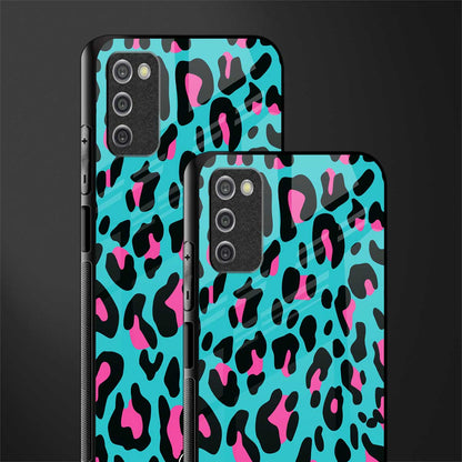 blue leopard fur glass case for samsung galaxy a03s image-2