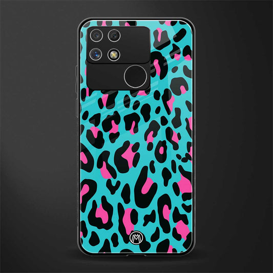 blue leopard fur back phone cover | glass case for realme narzo 50a