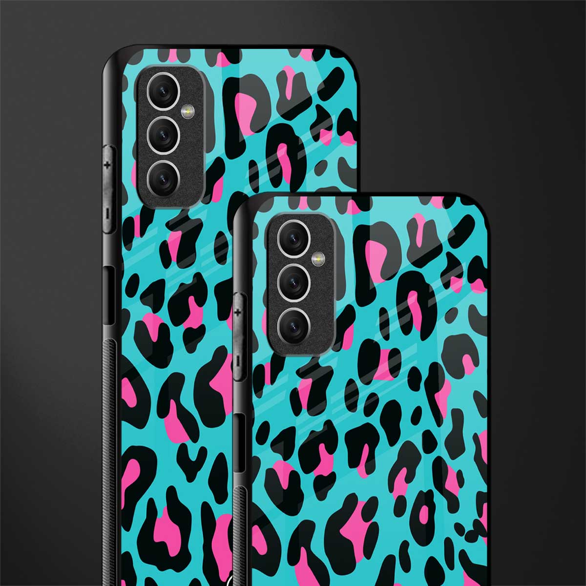 blue leopard fur glass case for samsung galaxy m52 5g image-2