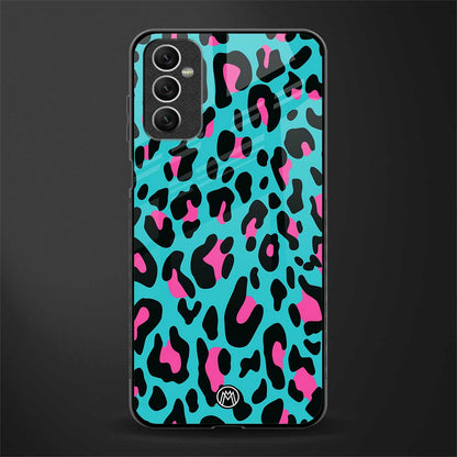 blue leopard fur glass case for samsung galaxy m52 5g image