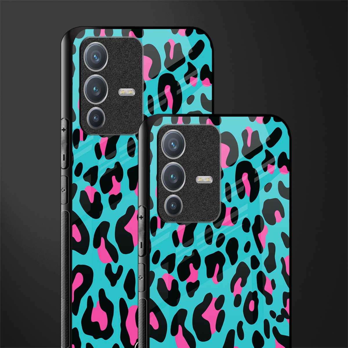 blue leopard fur glass case for vivo v23 pro 5g image-2