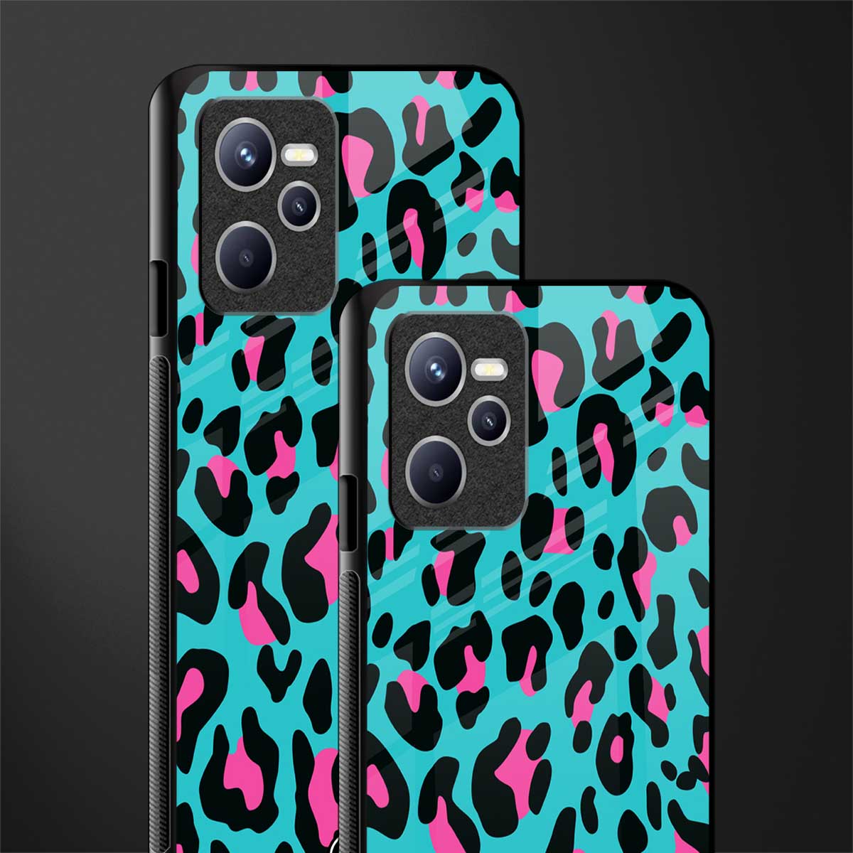 blue leopard fur glass case for realme c35 image-2